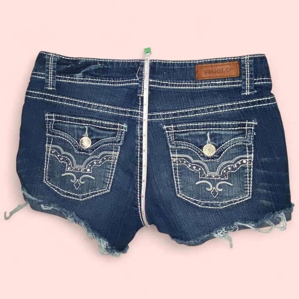 Y2K Vibes bling Navy blue denim shorts with silver accents